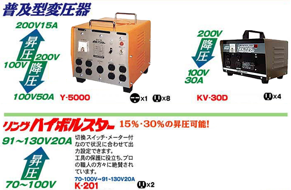 発電機トランス製品